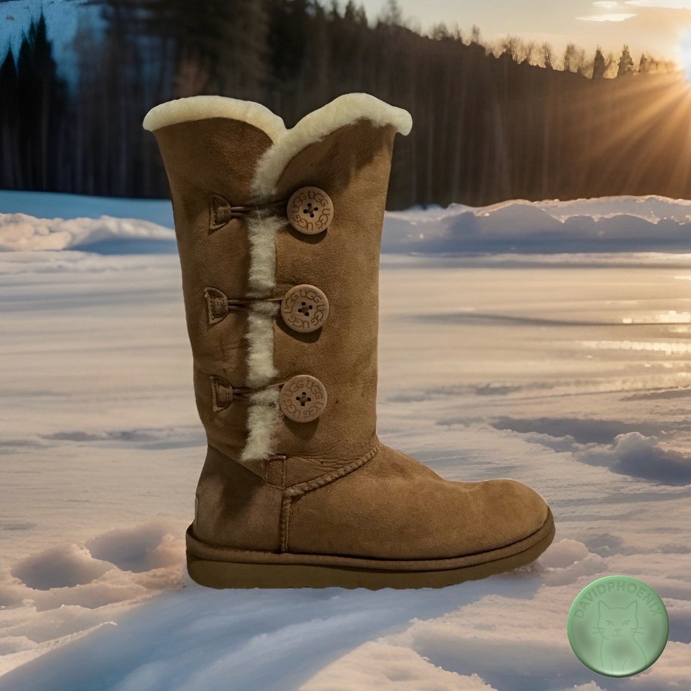 UGG Brown Suede Bailey Three Button Accent Booties | Women's Size 6